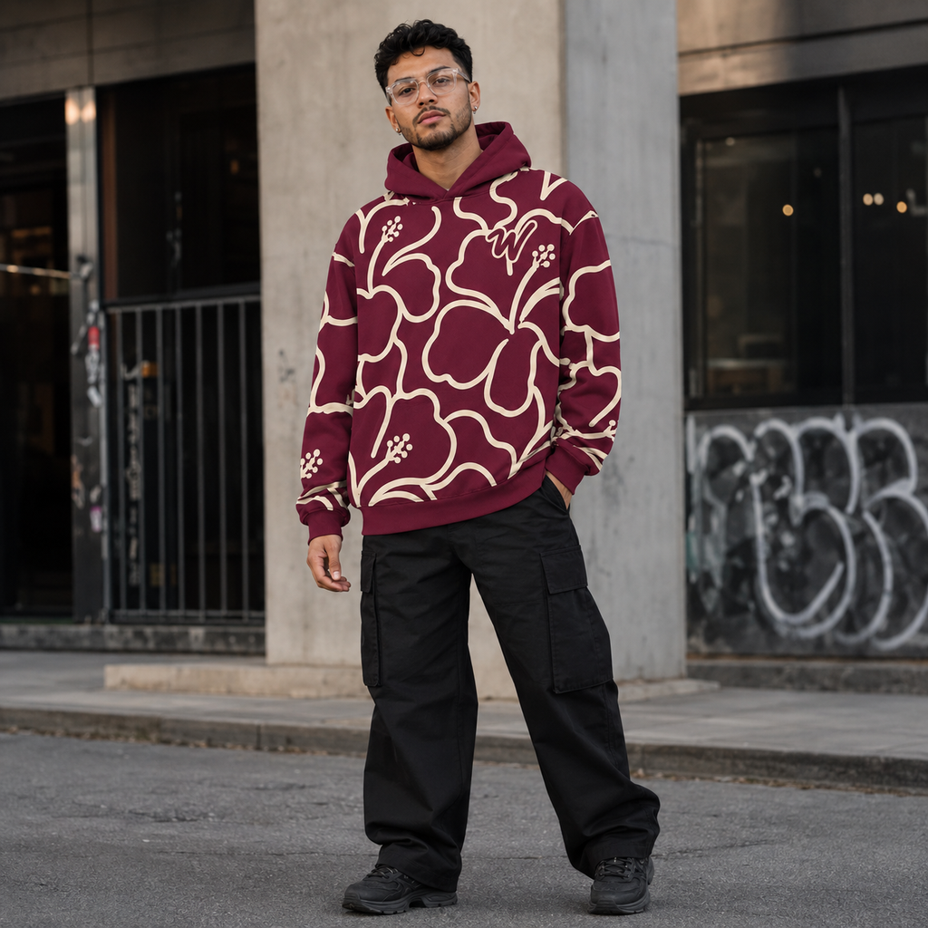HOODIE CANGURO UNISEX HIBISCUS BURDEO