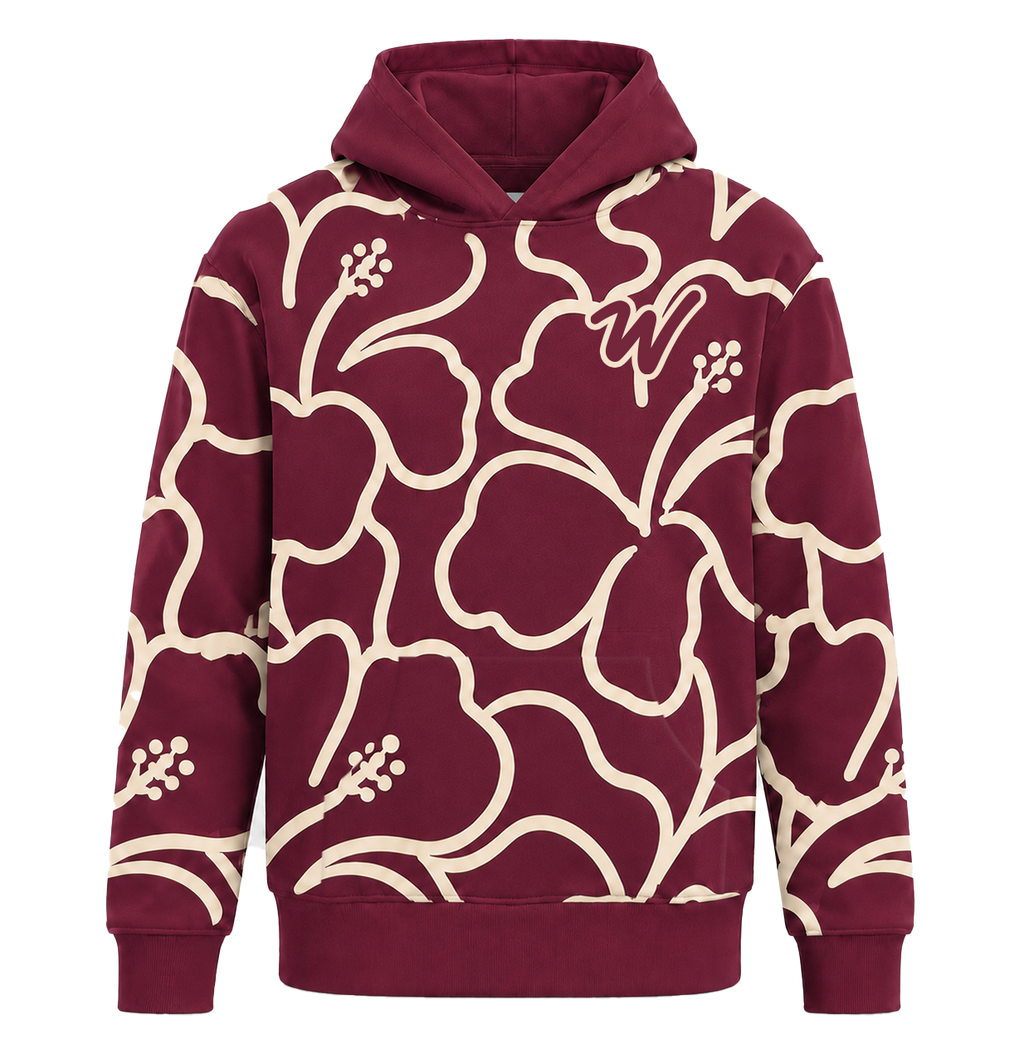 HOODIE CANGURO UNISEX HIBISCUS BURDEO