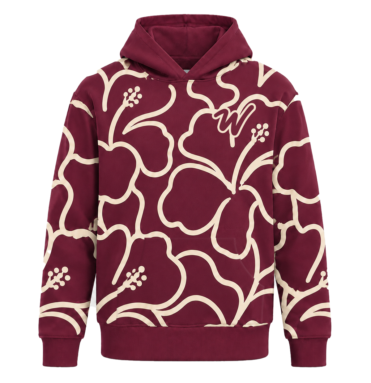 HOODIE CANGURO UNISEX HIBISCUS BURDEO